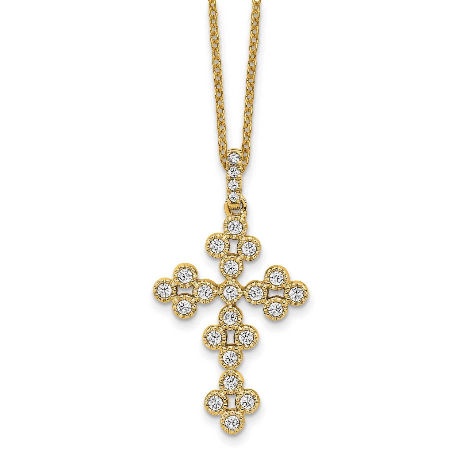 Diamond Vs/Si D E F Bloom Fashion Cross Neckl 14k Yellow Gold True Origin Lab Grown PM6343-033-YLD,…