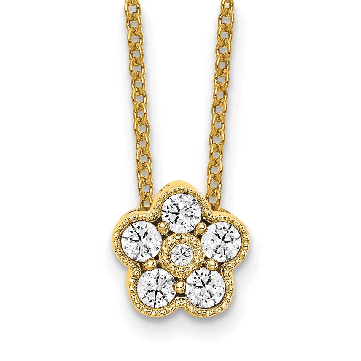 Diamond Vs/Si D E F Floral Pendant Necklace 14k Yellow Gold True Origin Lab Grown PM6345-025-YLD