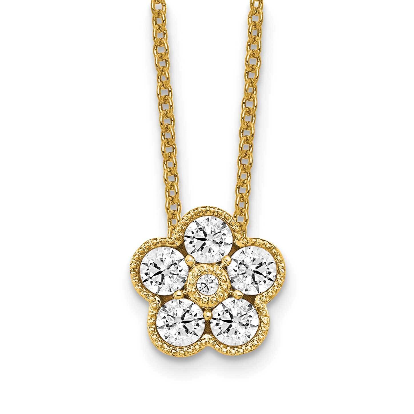 Diamond Vs/Si D E F Floral Pendant Necklace 14k Yellow Gold True Origin Lab Grown PM6345-050-YLD, M…
