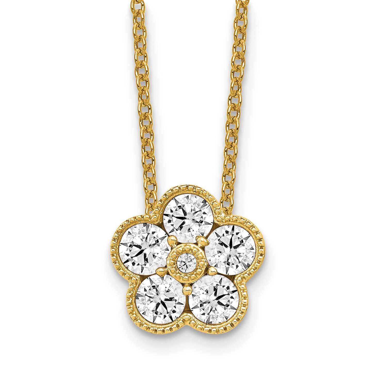 Diamond Vs/Si D E F Floral Pendant Necklace 14k Yellow Gold True Origin Lab Grown PM6345-076-YLD, M…