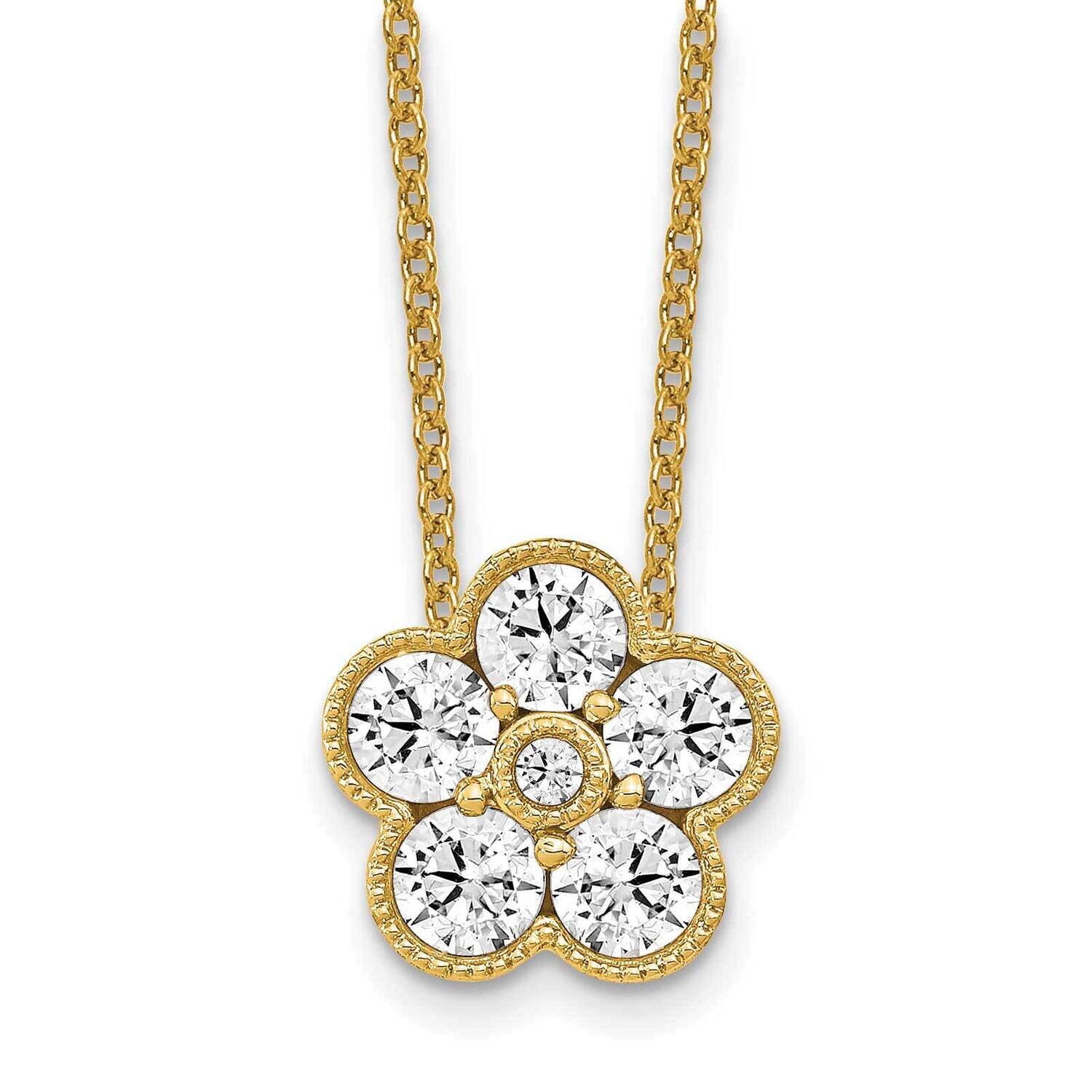Diamond Vs/Si D E F Floral Pendant Necklace 14k Yellow Gold True Origin Lab Grown PM6345-100-YLD