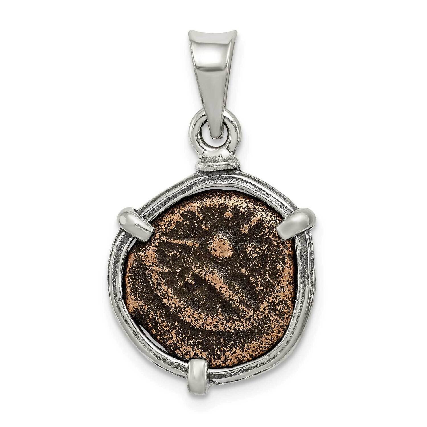 Antiqued Widows Mite Coin Pendant Sterling Silver QAC117, MPN: QAC117, 191101979064