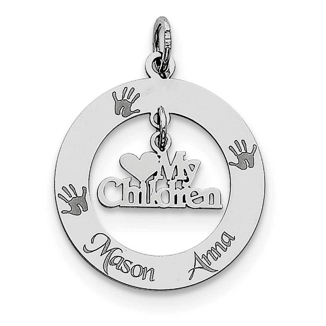 Personalizable My Children Charm Sterling Silver Rhodium-plated QC7178