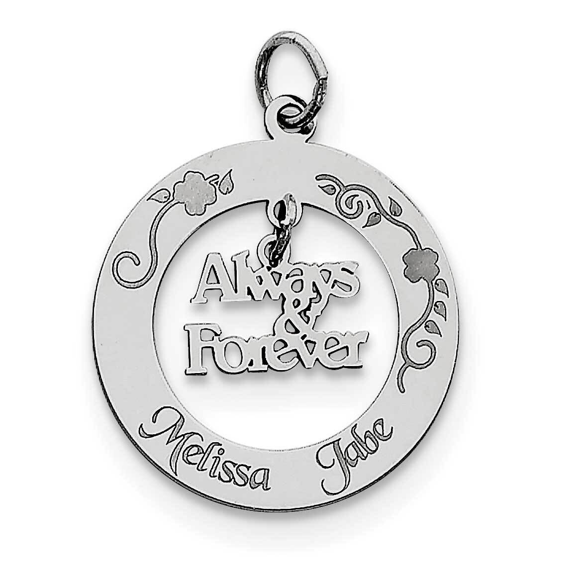 Personalizable Always & Forever Charm Sterling Silver Rhodium-plated QC7182