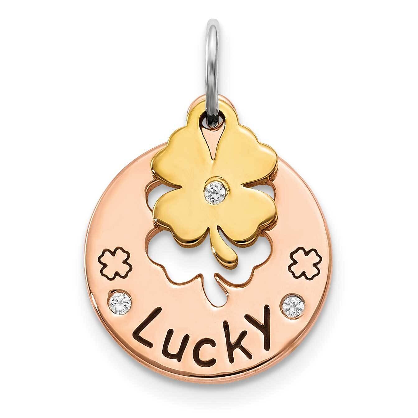 Rose Tone Swarovski Zirconia Four Leaf Clover Pendant Sterling Silver QC9346, MPN: QC9346, 88677403…