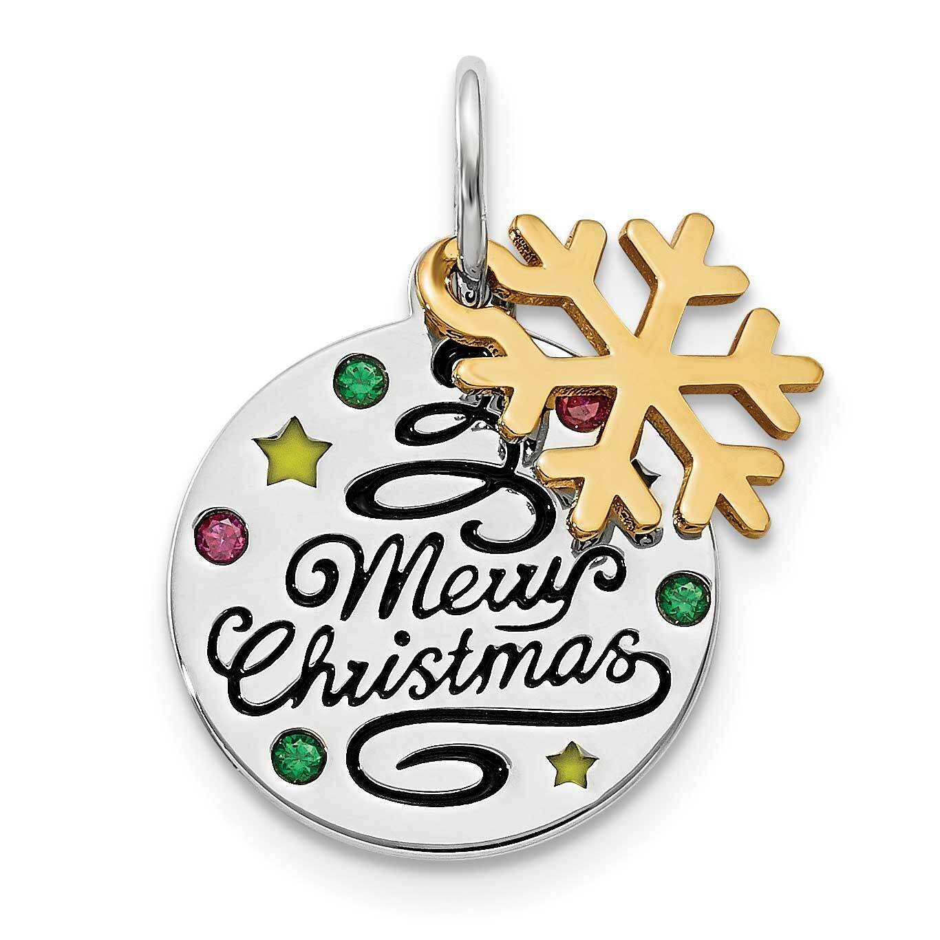 Gold Tone Enamel Swarovski Zirconia Christmas Pendant Sterling Silver QC9355, MPN: QC9355, 88395795…