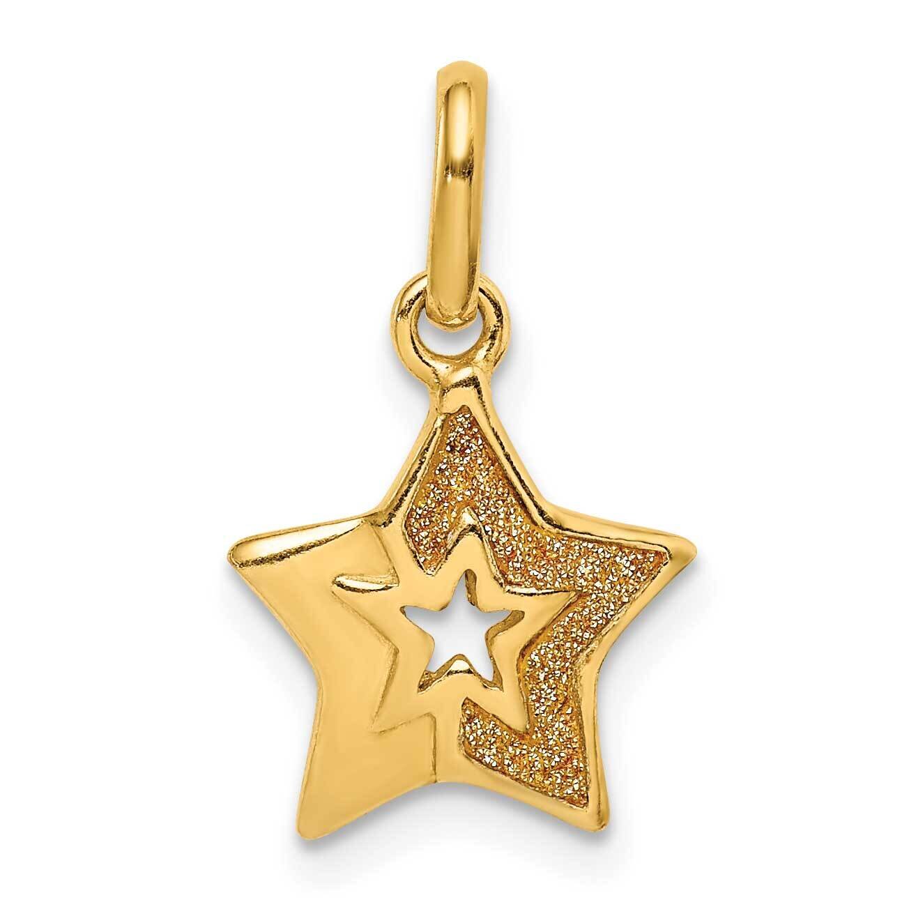 Gold Tone Glitter Infused Star Pendant Sterling Silver QC9530