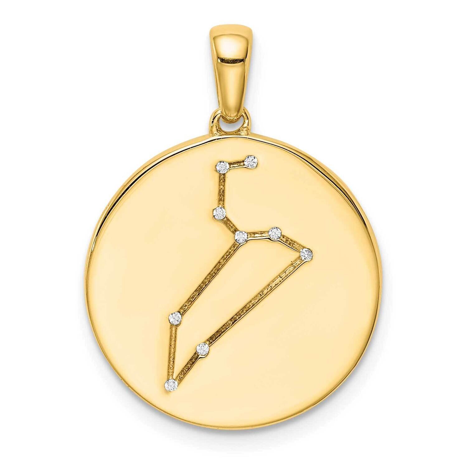 Gold-Plated &amp; Cz Leo Zodiac Pendant Sterling Silver QC9734GP, MPN: QC9734GP, 883957313474