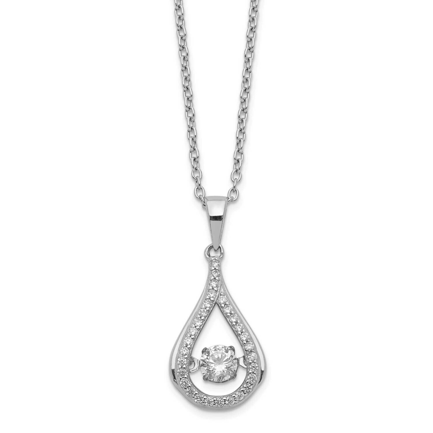 Cheryl M Vibrant Cz Pear 18 Inch Necklace Sterling Silver Rhodium-plated QCM1431-18