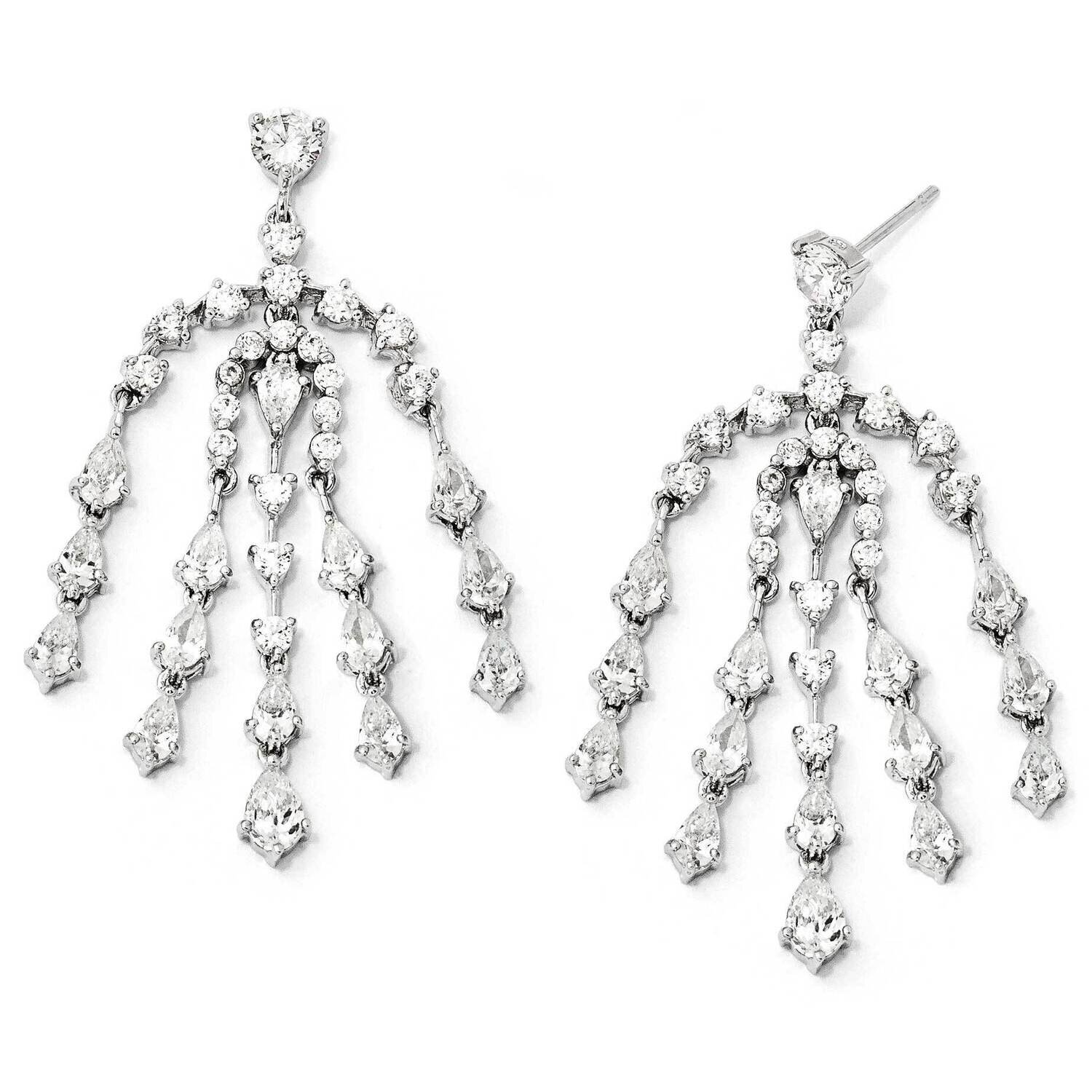 Cz Dangle Post Earrings Sterling Silver QCM686, MPN: QCM686, 886774011868