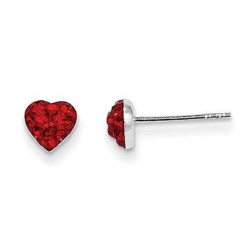 Red Preciosa Crystal Heart Earrings Sterling Silver QE11051