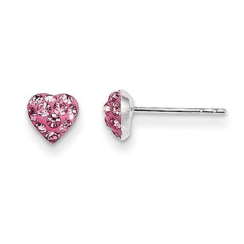 Pink Preciosa Crystal Heart Earrings Sterling Silver QE11052, MPN: QE11052, 886774024134