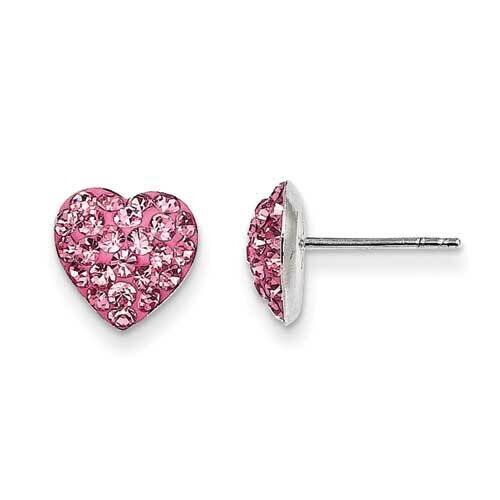 Pink Preciosa Crystal Heart Earrings Sterling Silver QE11054, MPN: QE11054, 886774124278