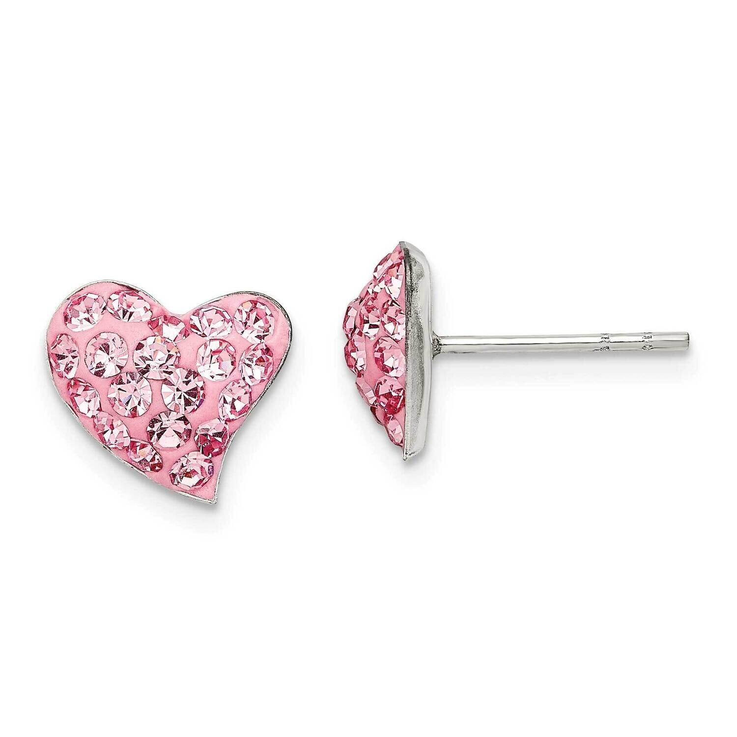 Pink Preciosa Crystal Heart Earrings Sterling Silver QE11056, MPN: QE11056, 886774122519