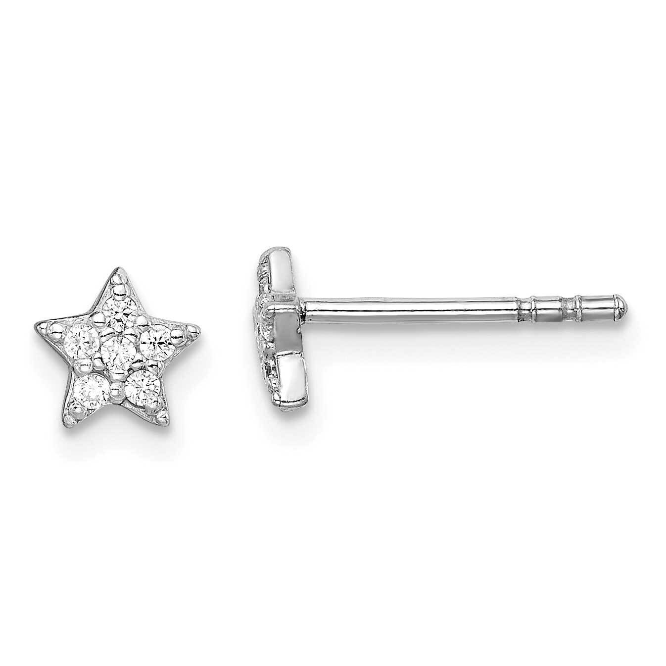 Cz Star Post Earrings Sterling Silver Rhodium-plated QE14873