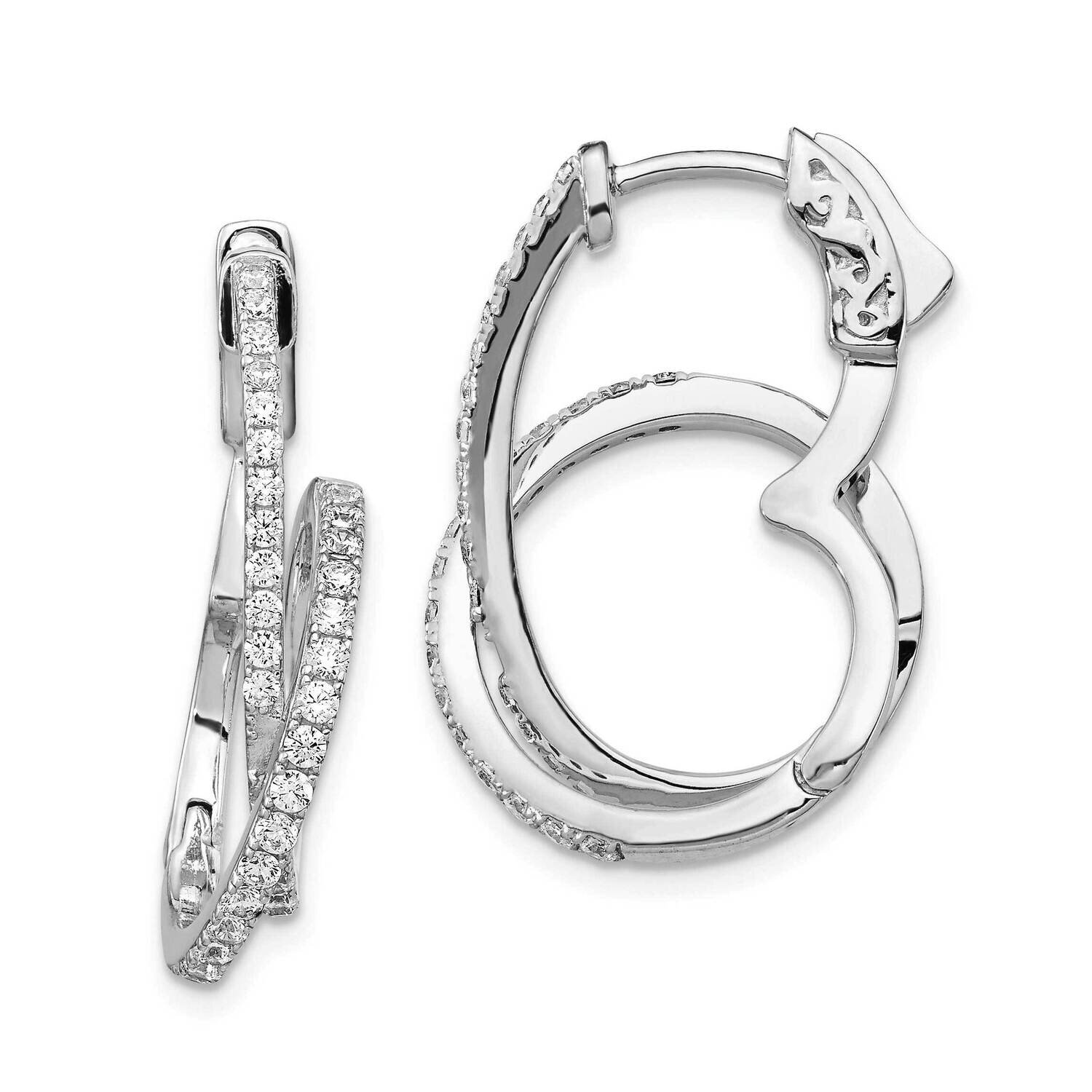 Cz Loop Post Dangle Earrings Sterling Silver QE15438, MPN: QE15438, 883957962689