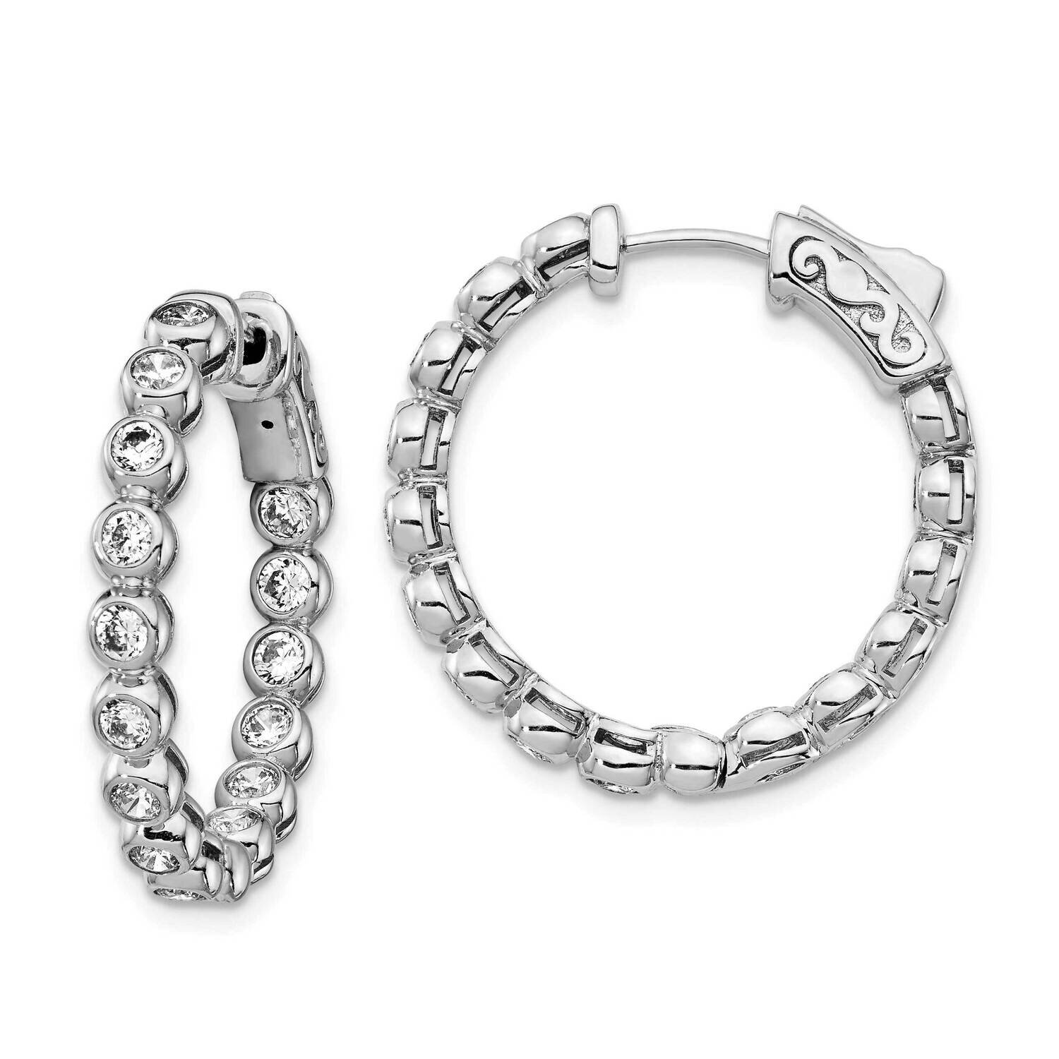 Cz In and Out Round Hoop Earrings Sterling Silver QE15448, MPN: QE15448, 883957911571