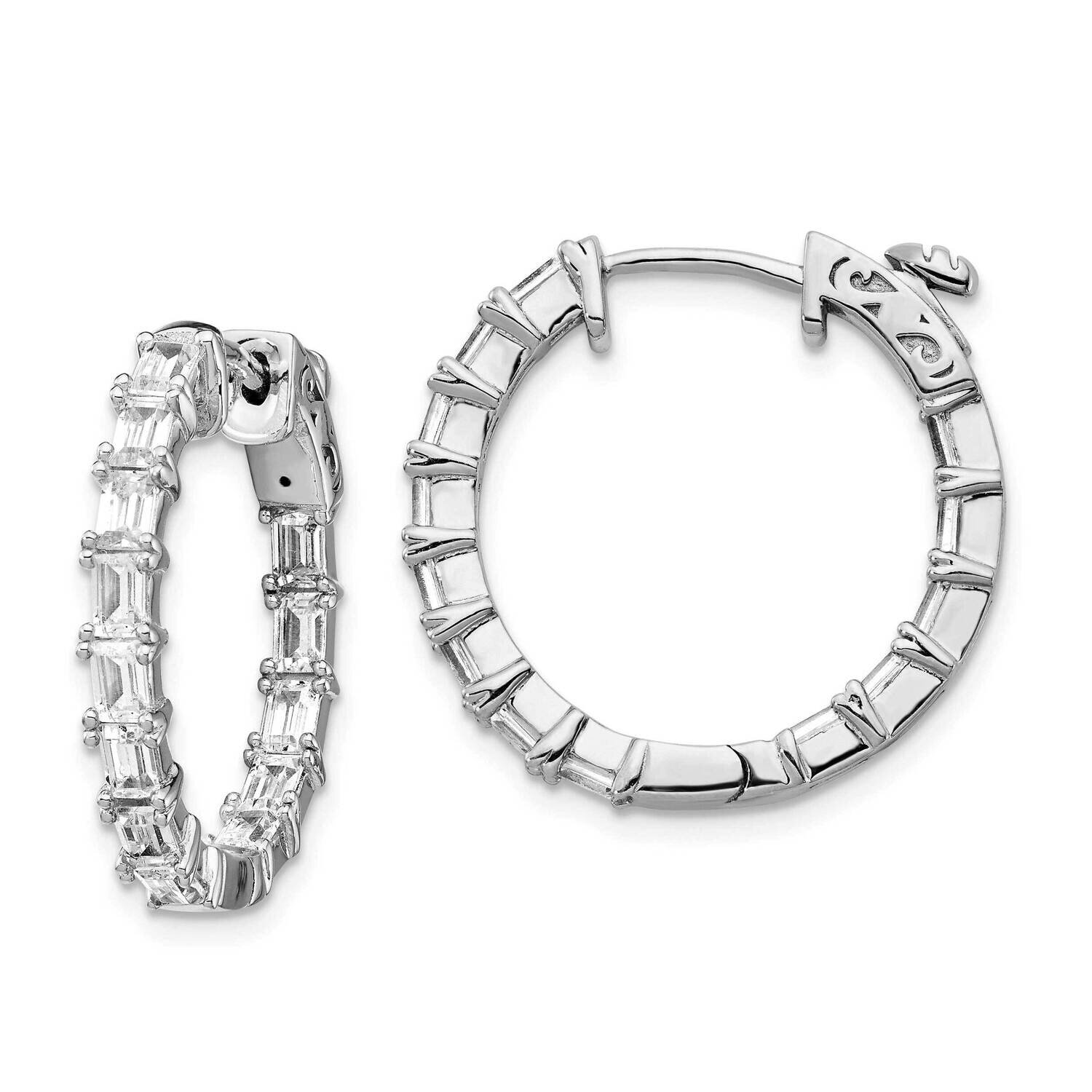 Cz In and Out Round Hoop Earrings Sterling Silver QE15449, MPN: QE15449, 883957935188