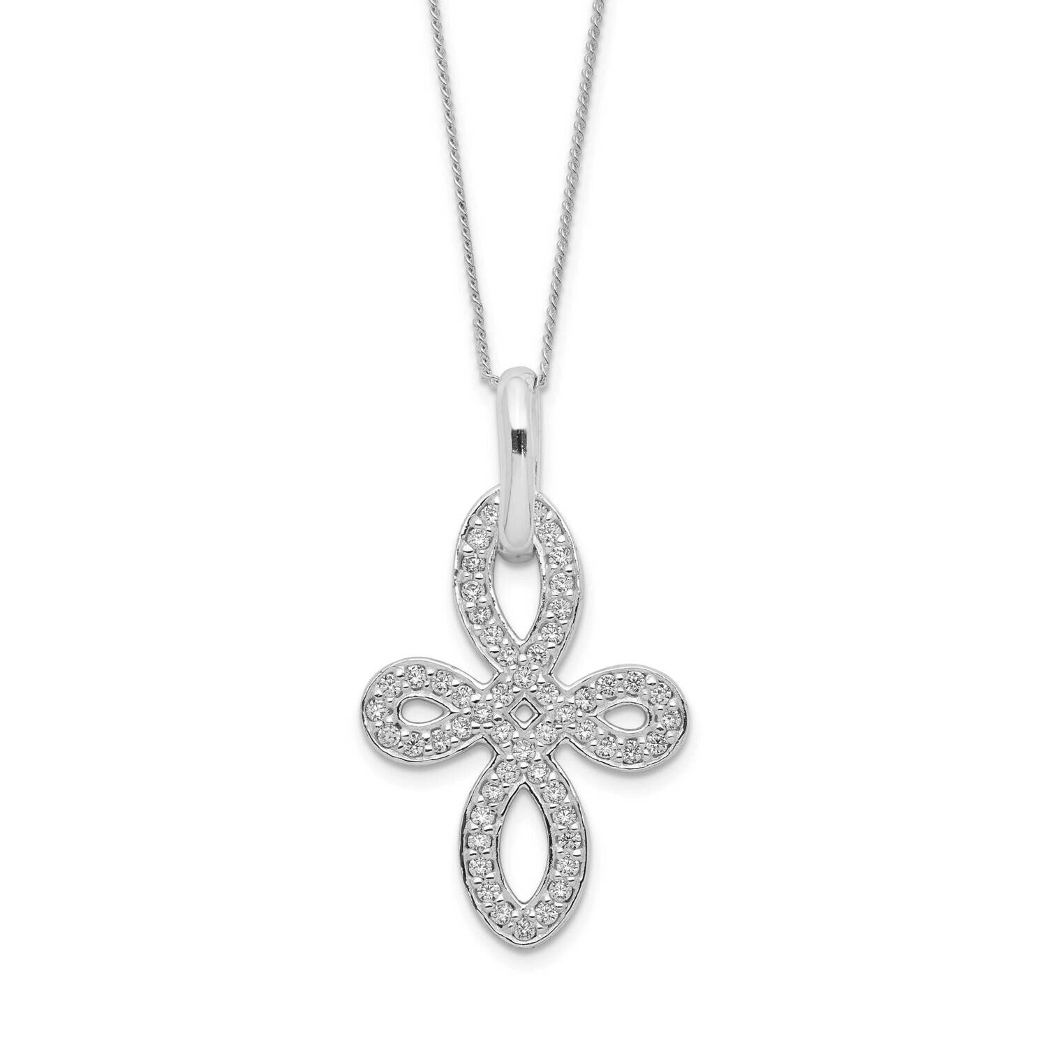 Cz Cross Necklace Sterling Silver QG5181-16