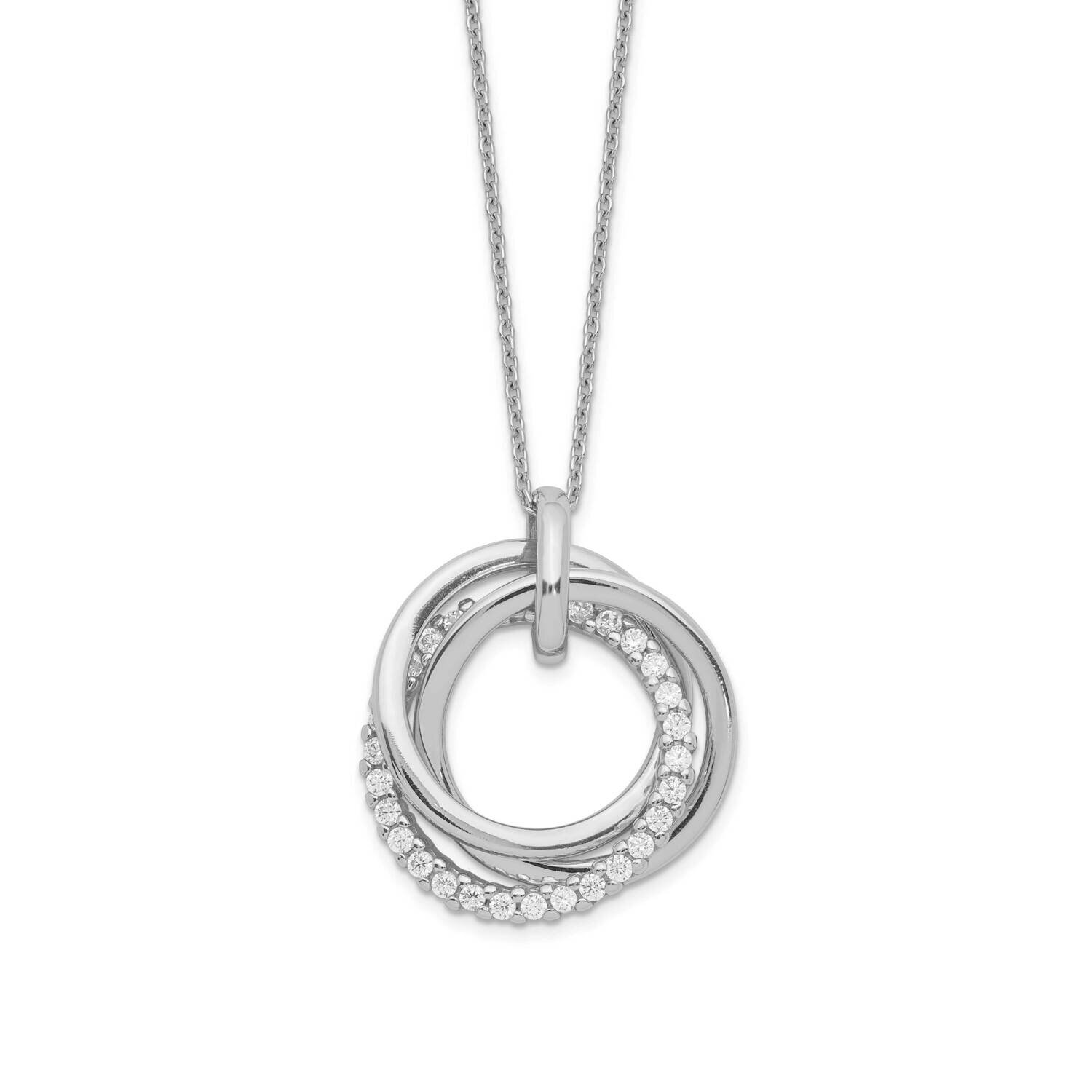 Fancy Cz Necklace with 2 Inch Extension Sterling Silver Rhodium-plated QG5193-15.5