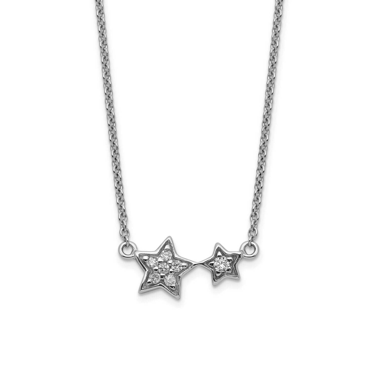 Cz Star Necklace Sterling Silver Rhodium-plated QG5207-17.5, MPN: QG5207-17.5, 191101920899