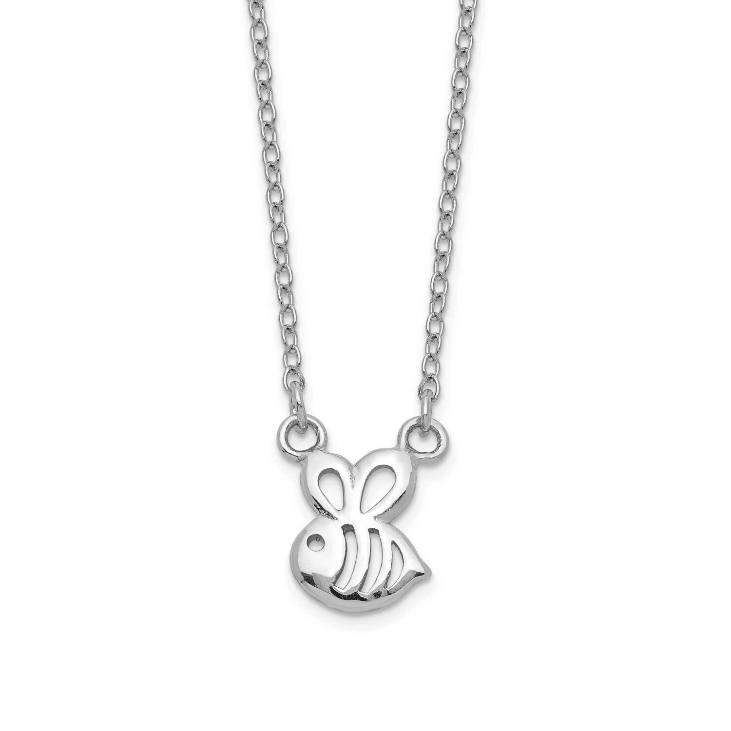 Bumble Bee Necklace with 2 In Extender Sterling Silver Rhodium-plated QG5218-16