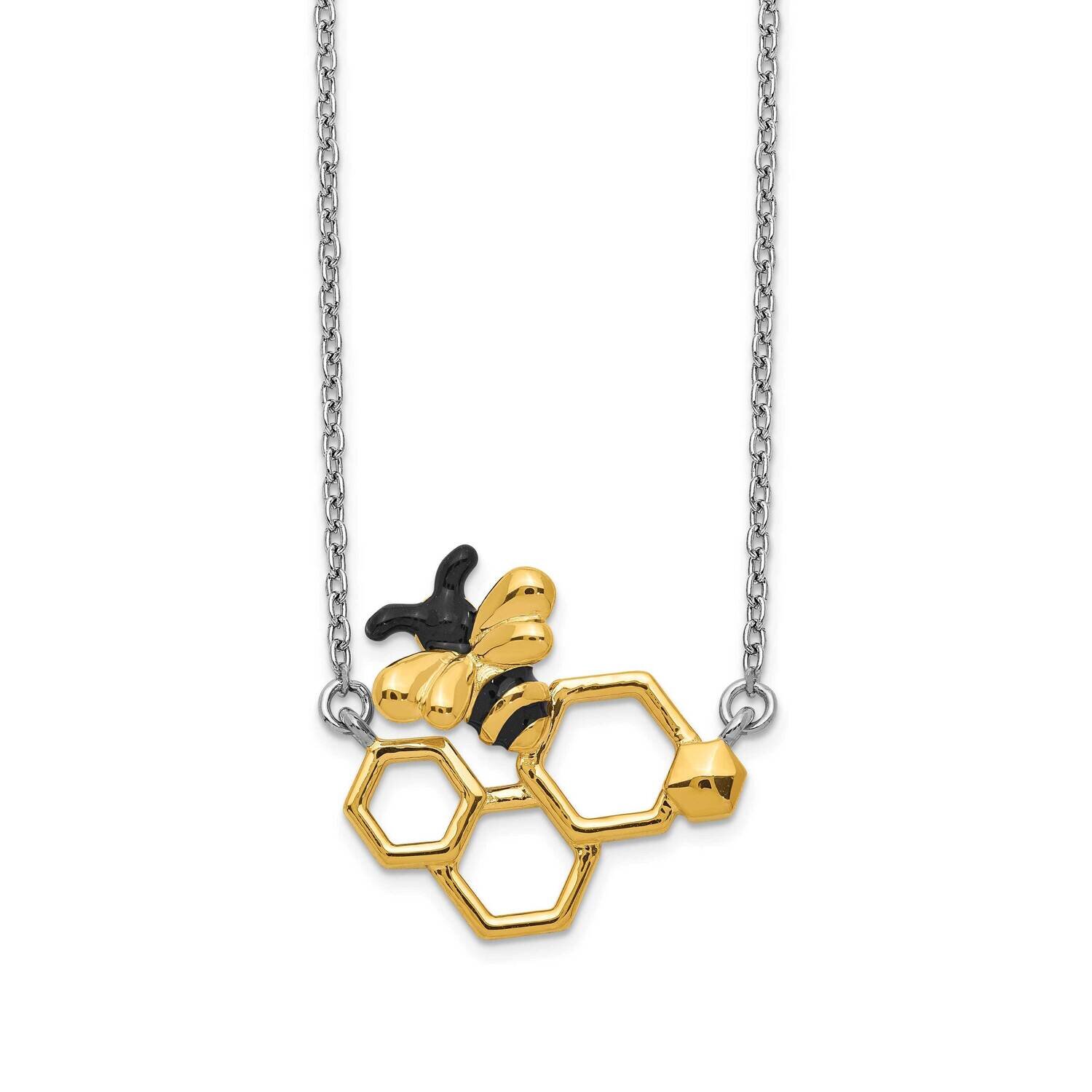 Gold-Tone and Black Enameled Bee 2 In. E Sterling Silver Rhodium-plated QG5221-16, MPN: QG5221-16, …