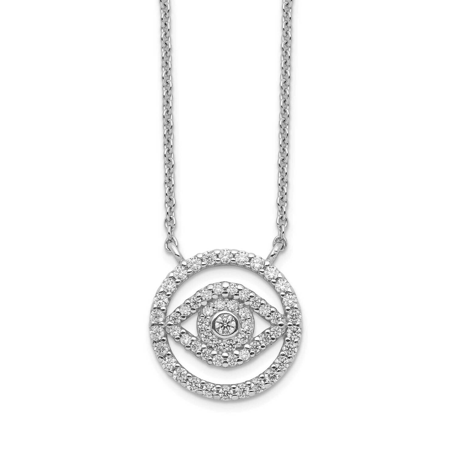 Cz Evil Eye Necklace with 2 Inch Extension Sterling Silver Rhodium-plated QG5276-17, MPN: QG5276-17…