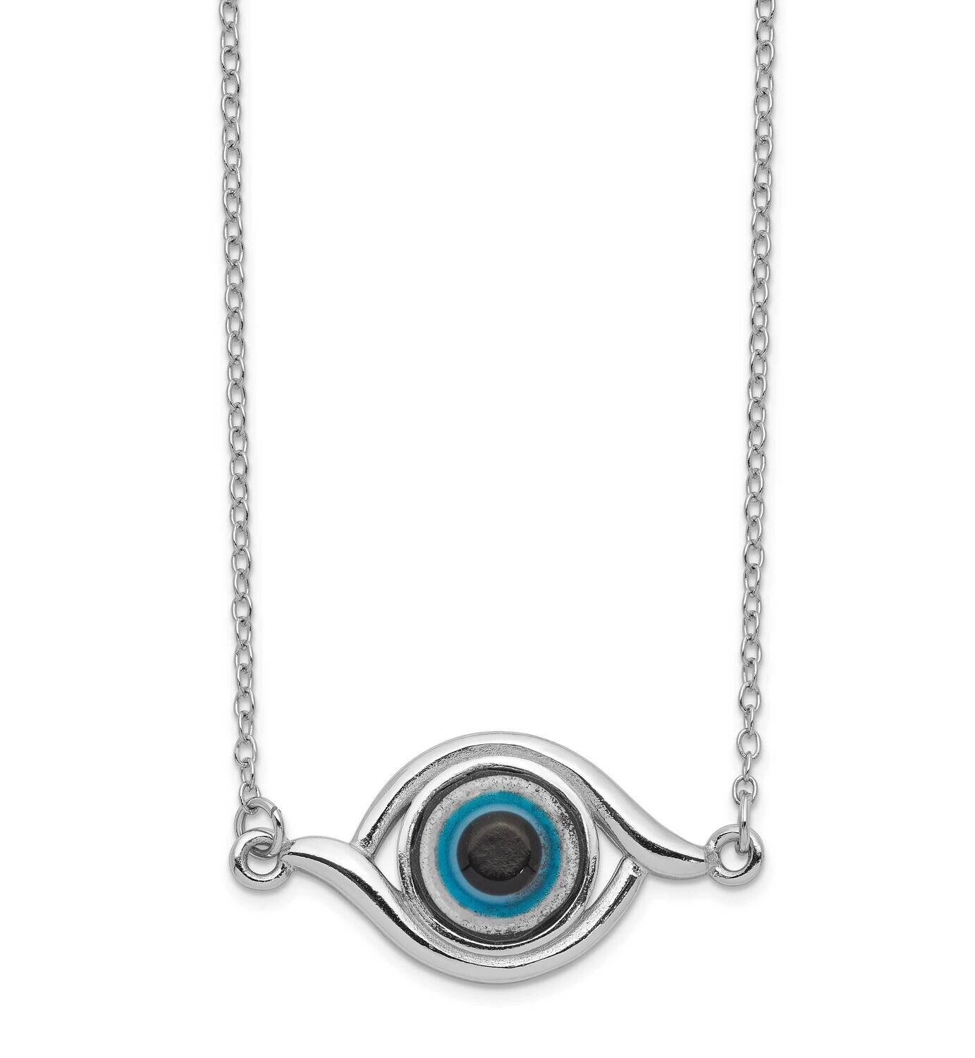 Glass with 2 Inch Extension Eye Necklace Sterling Silver Rhodium-plated QG5279-17, MPN: QG5279-17, …