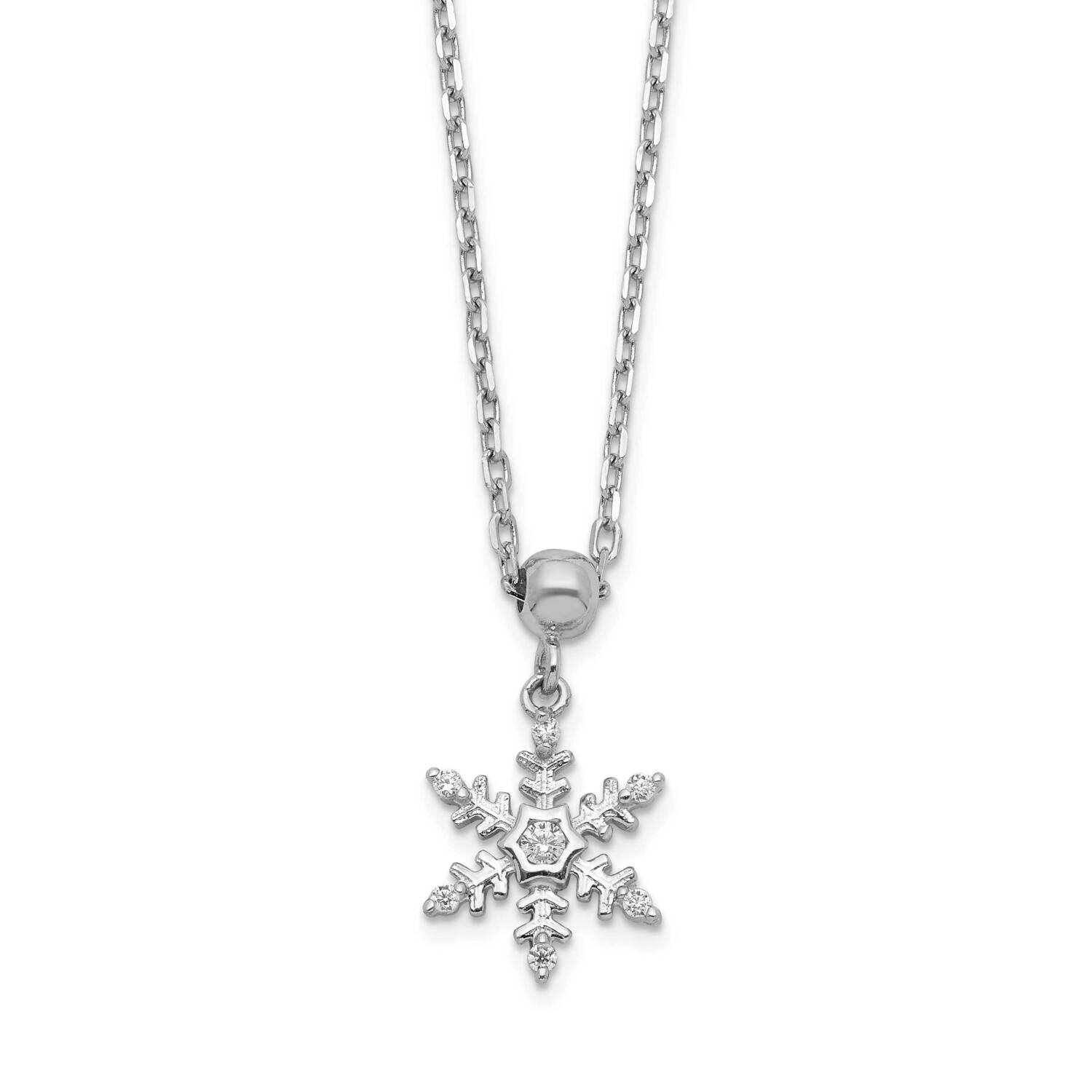 Cz Snowflake with 2 In Extender Necklace Sterling Silver Rhodium-plated QG5293-16, MPN: QG5293-16, …