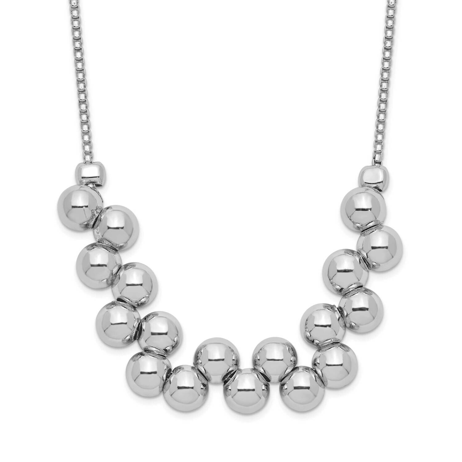 Offset Beads Necklace Sterling Silver Rhodium-plated QG5385-18, MPN: QG5385-18, 886774036700