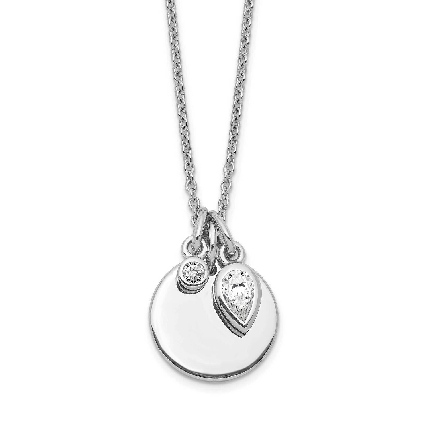 Cz Necklace with 1.75 Inch Extender Sterling Silver Rhodium-plated QG5429-18, MPN: QG5429-18, 88395…