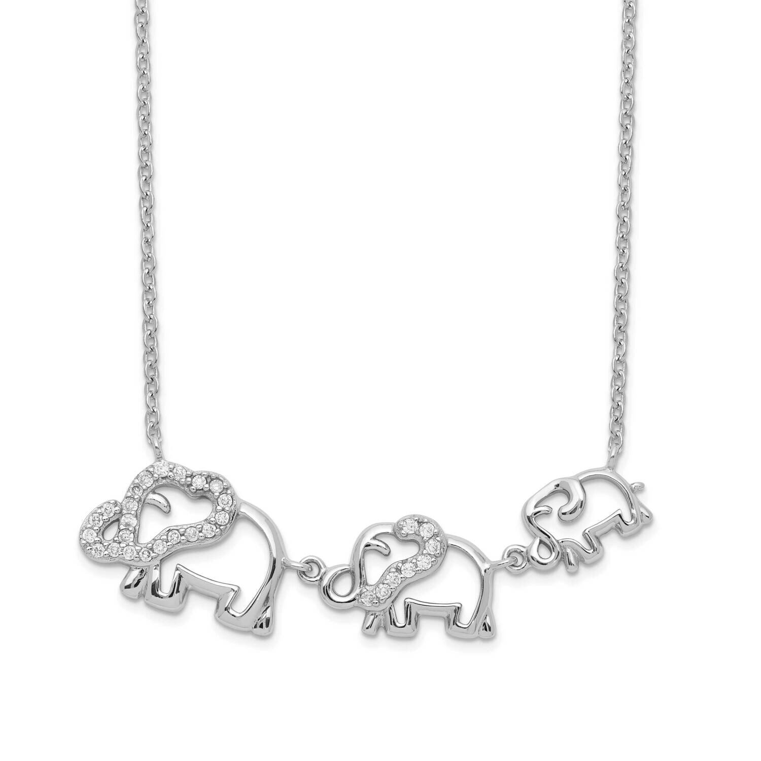Cz Elephants Necklace Sterling Silver Rhodium-plated QG5439-18, MPN: QG5439-18, 883957963181