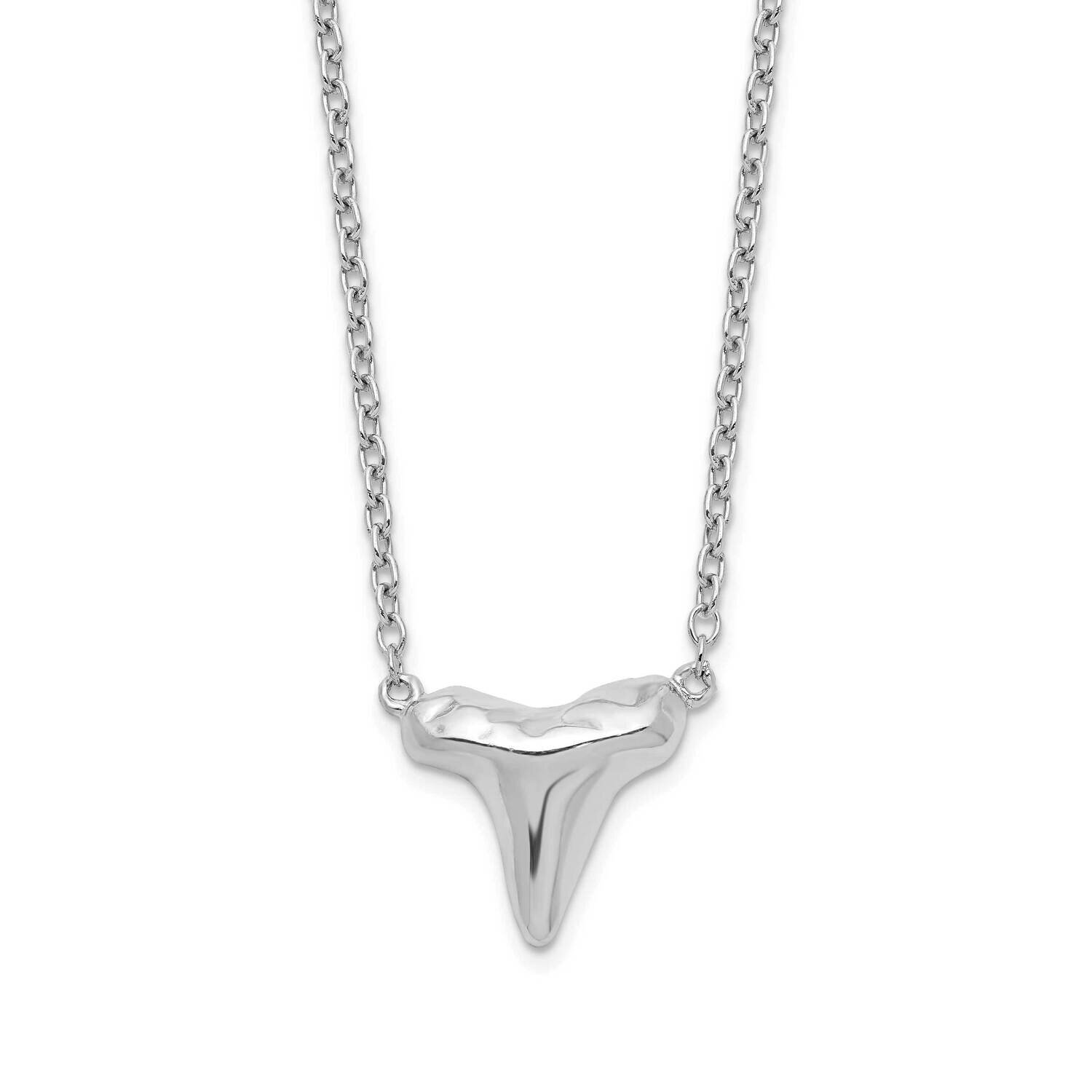 Polished Shark Tooth with 2 Inch Extension Necklace Sterling Silver Rhodium-plated QG5445-16, MPN: …