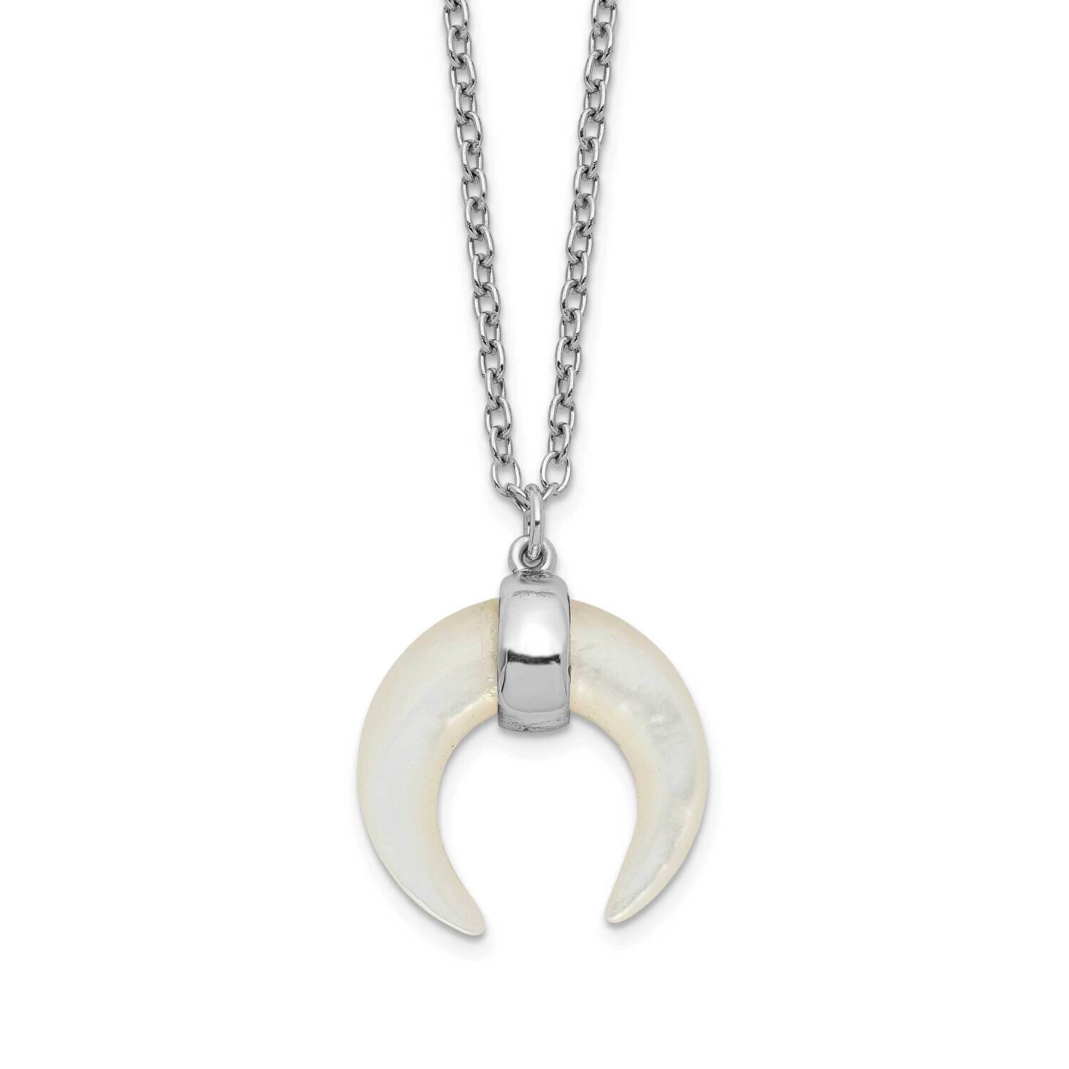 Mother Of Pearl Moon with 2 Inch Extension Necklace Sterling Silver Rhodium-plated QG5469-16, MPN: …