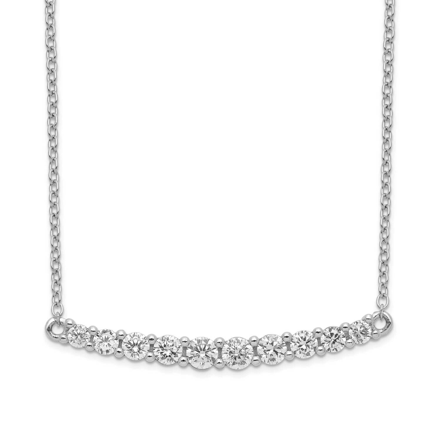 Cz Bar with 2 Inch Extension Necklace Sterling Silver Rhodium-plated QG5499-16, MPN: QG5499-16, 883…