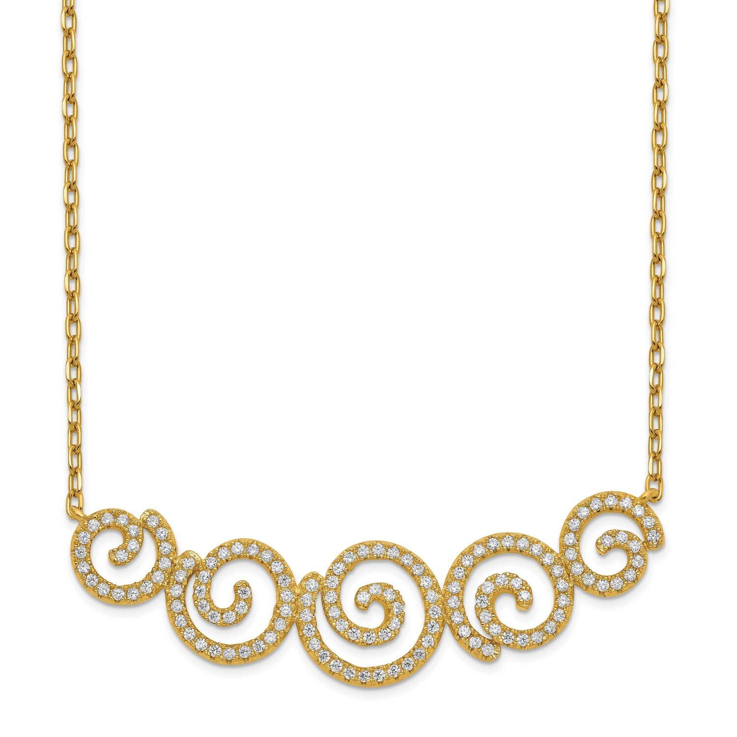 Gold-Tone Cz Swirls 16 Inch with 2 Inch Extension Necklace Sterling Silver QG5621-16, MPN: QG5621-1…