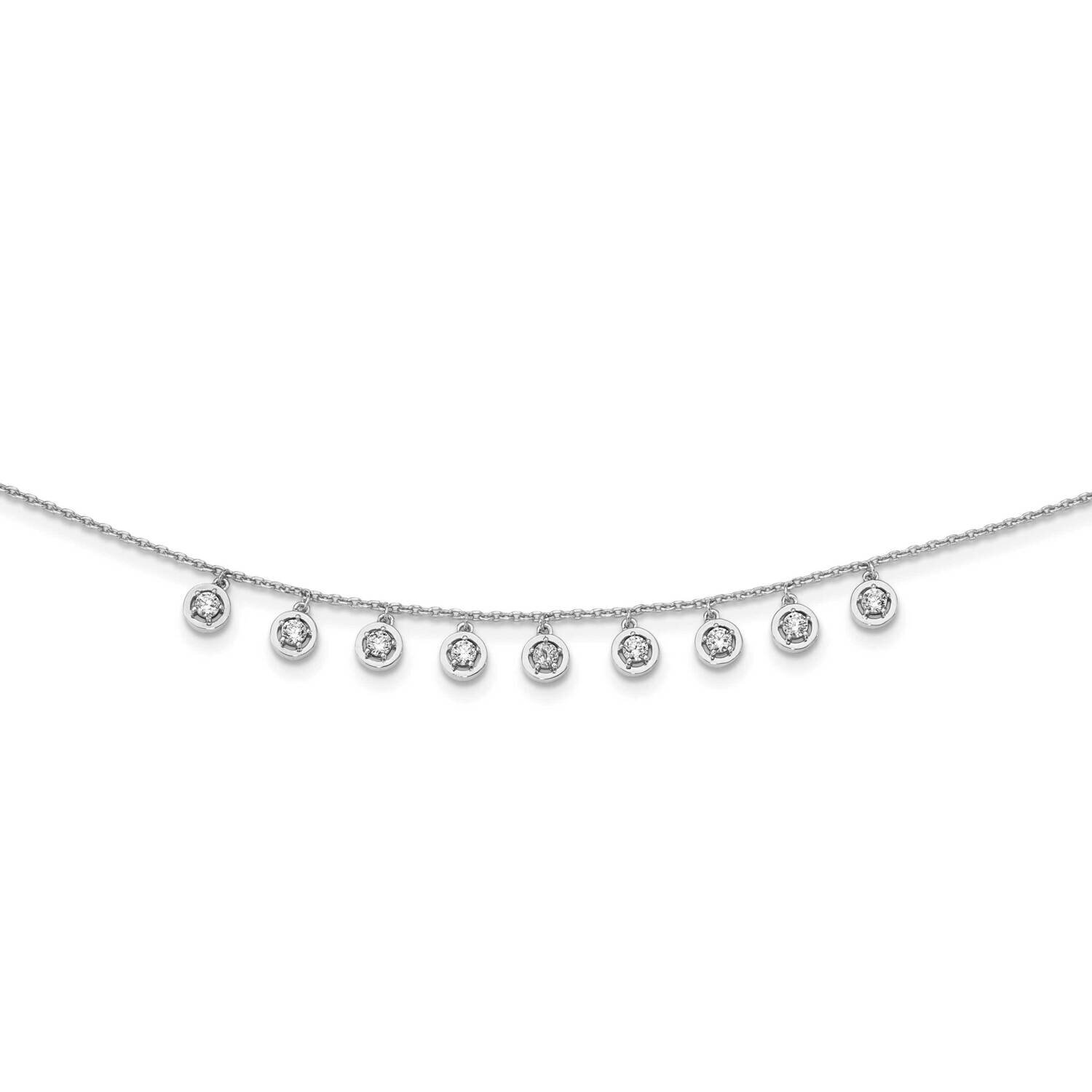 Cz Circle Dangles 18 Inch Necklace Sterling Silver QG5636-18, MPN: QG5636-18, 883957237879