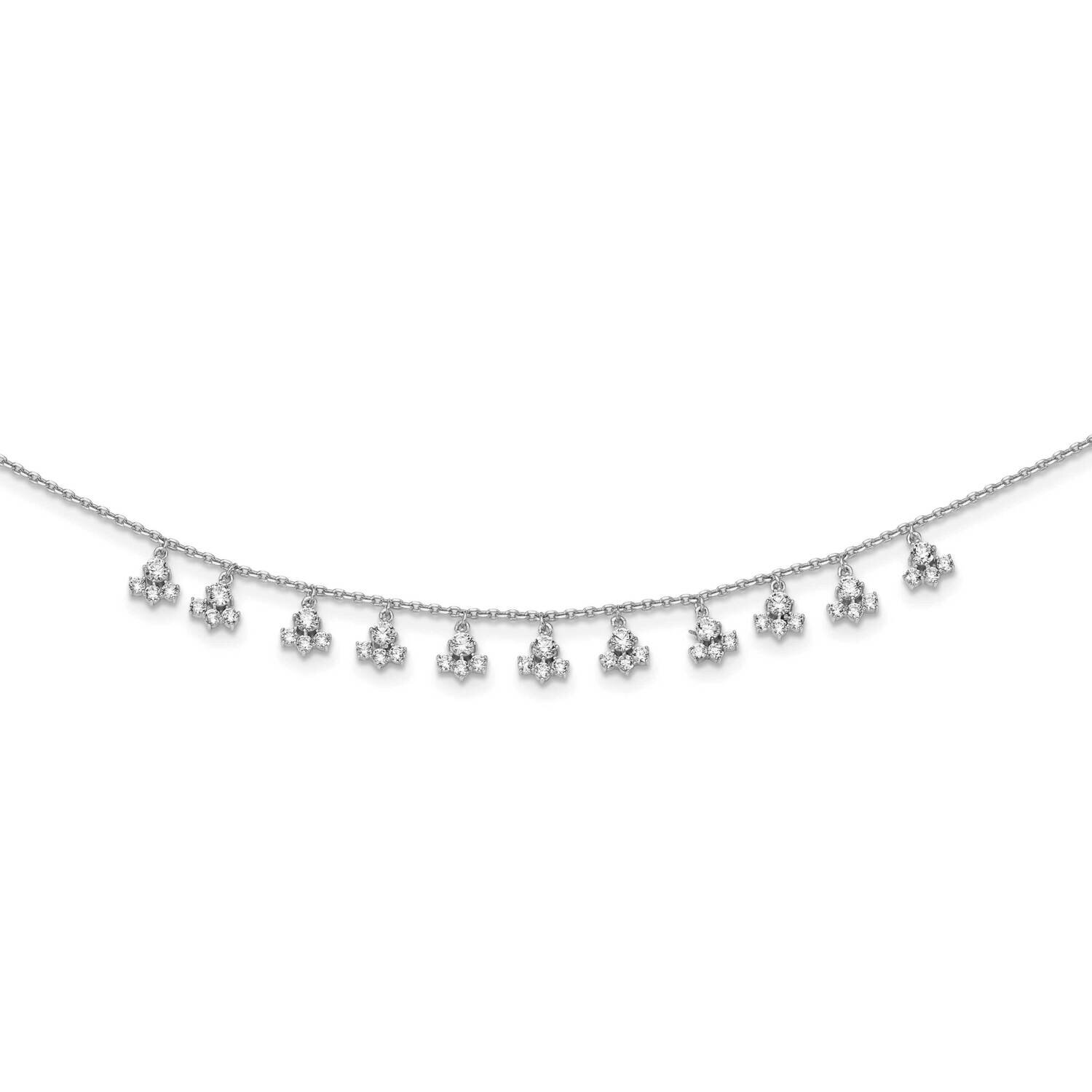 Cz Cluster Dangles 18 Inch Necklace Sterling Silver QG5637-18, MPN: QG5637-18, 883957823010