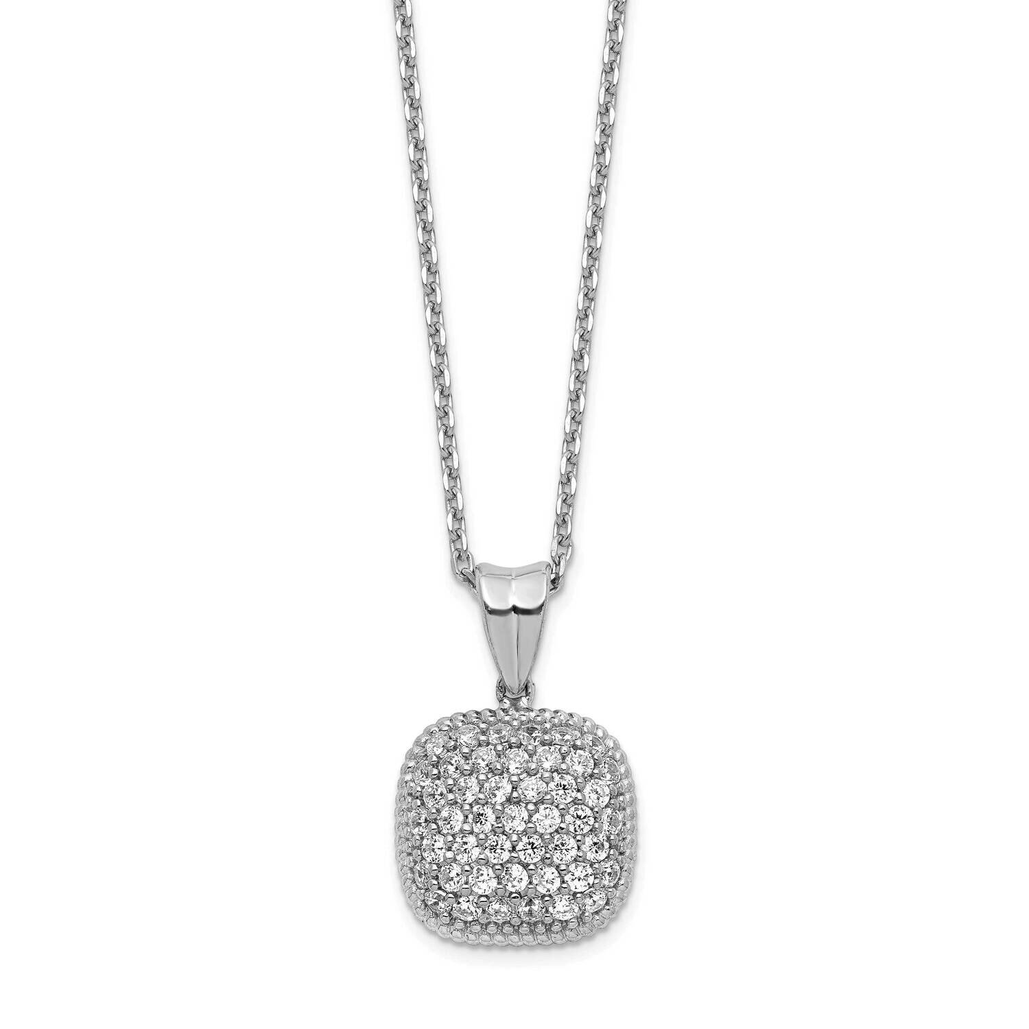 Cz Square 16 Inch with 2 Inch Extension Necklace Sterling Silver QG5639-16, MPN: QG5639-16, 8839578…