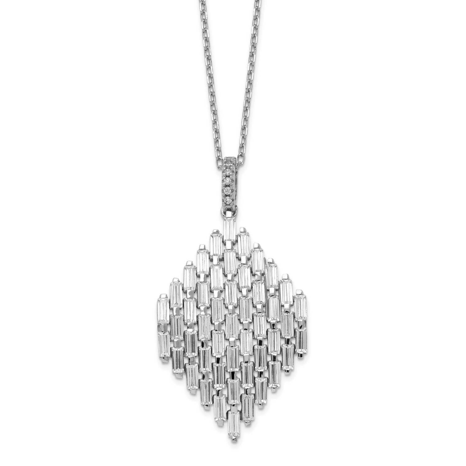 Cz Cluster 16 Inch with 2 Inch Extension Necklace Sterling Silver QG5641-16, MPN: QG5641-16, 883957…