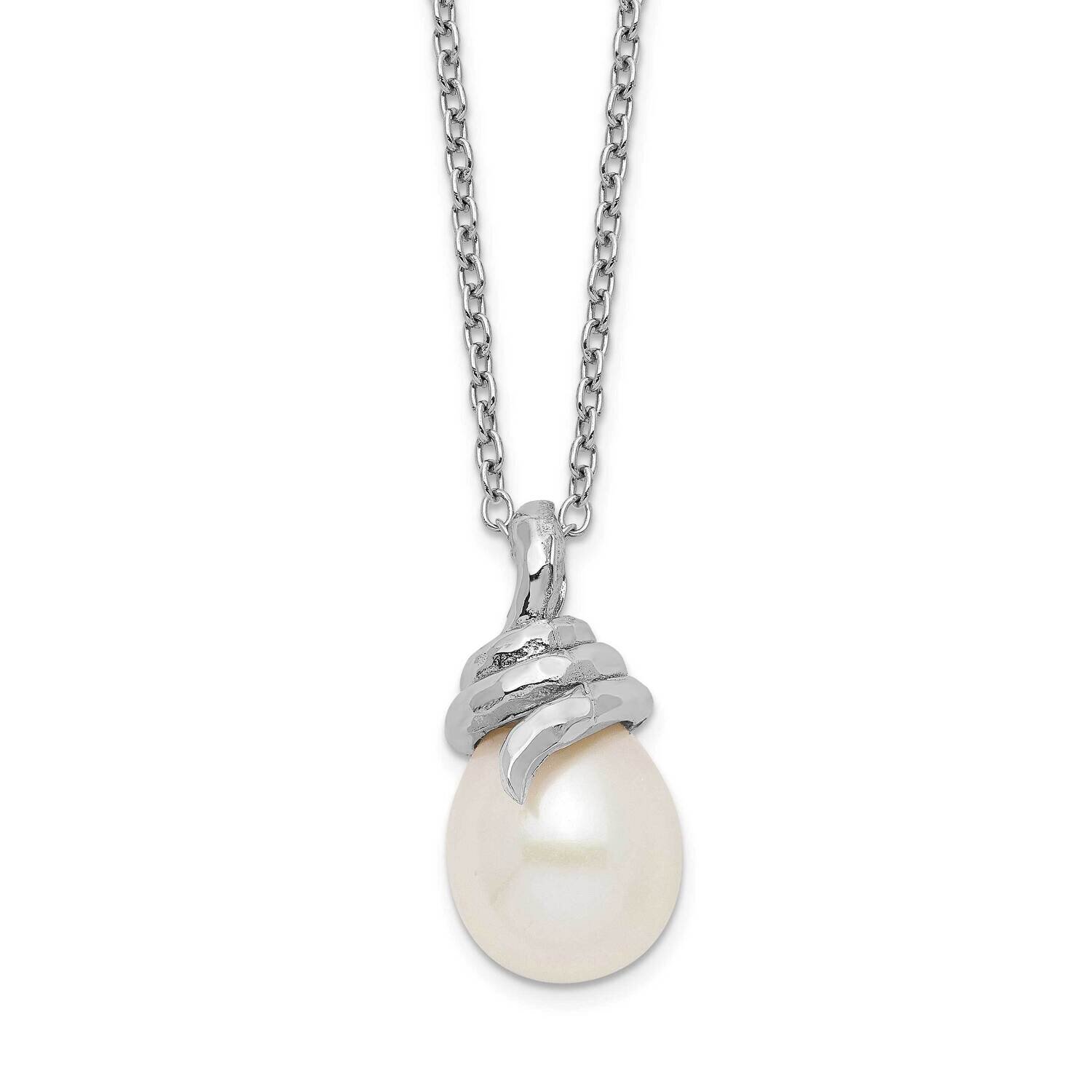 Sterling Silver Rhod Plat 8-9mm White Rice Fwc Pearl Necklace Sterling Silver Rhodium-plated QH5493…