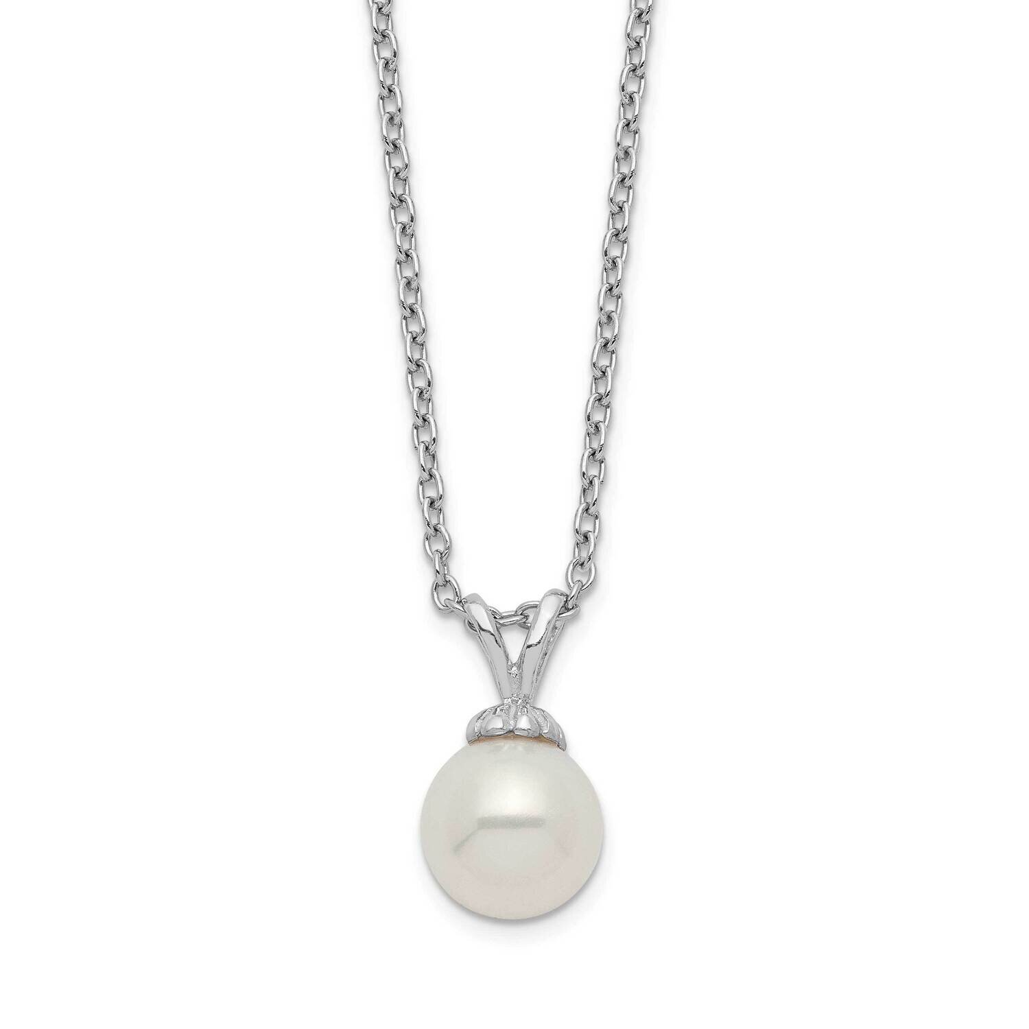 7-7.5mm White Round Fwc Pearl Necklace Sterling Silver Rhodium-plated QH5498-17, MPN: QH5498-17, 88…