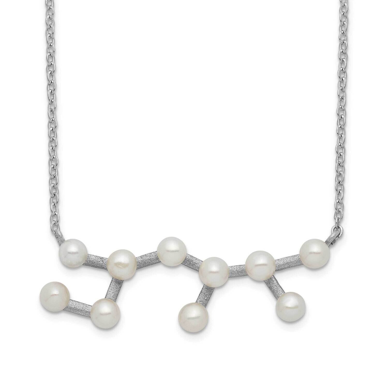 10 3-4mm Fwc Pearl Sagitarius with 1 Inch Extension Necklace Sterling Silver Rhodium-plated QH5527-…