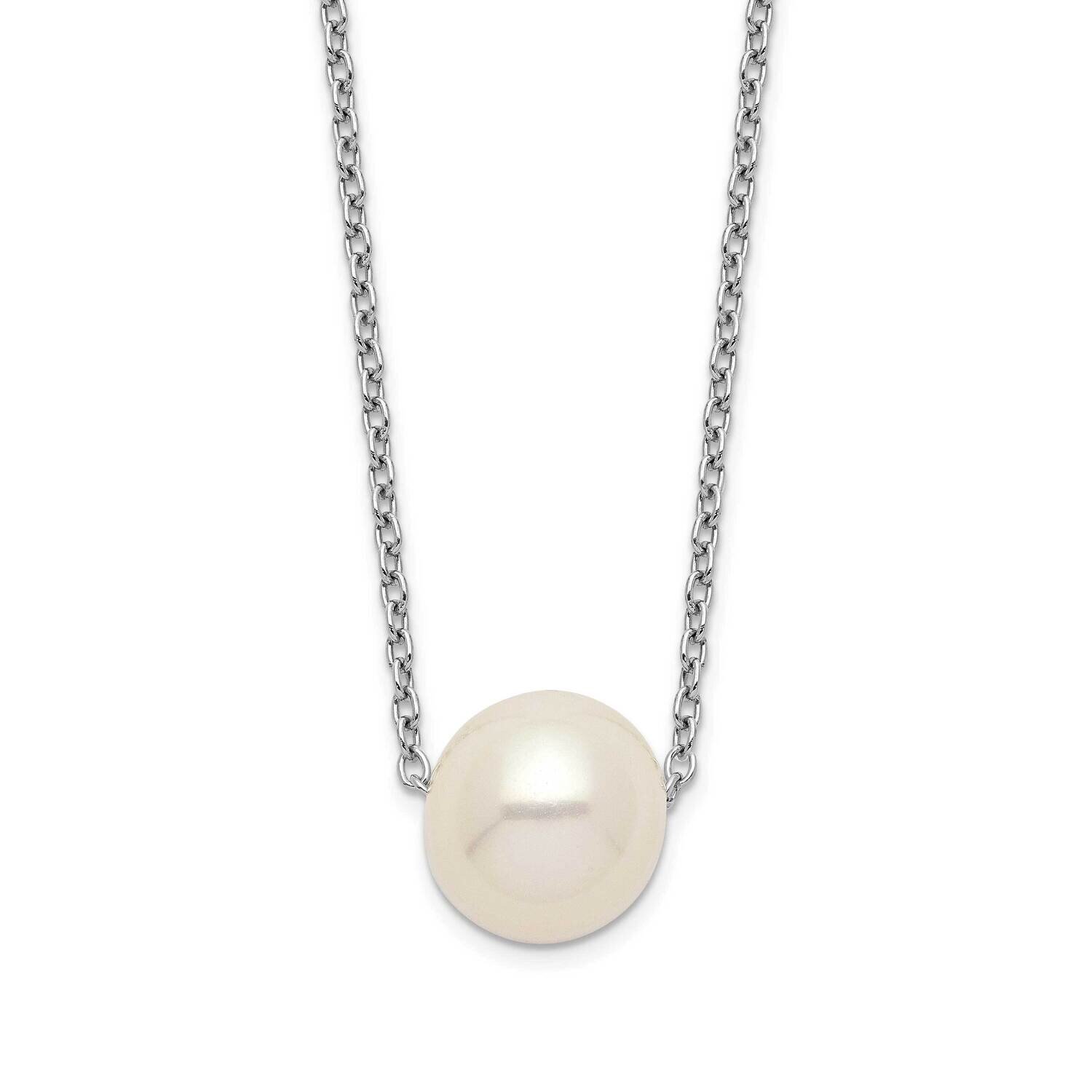9-10mm White Rice Fwc Pearl Necklace Sterling Silver Rhodium-plated QH5532-18