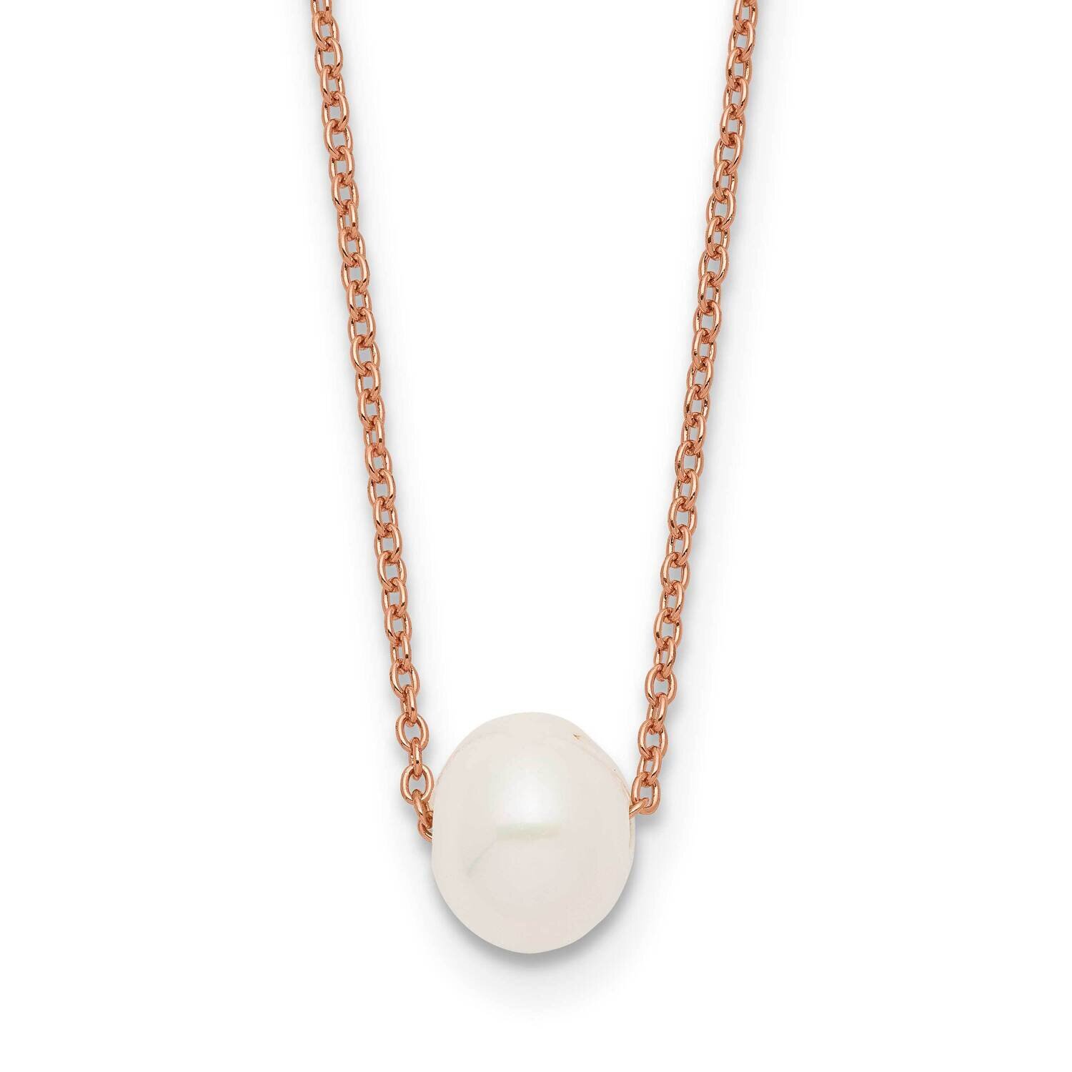 Rose-Tone 18K Flash-Pl Slider 8-9mm Fwc Pearl Necklace Sterling Silver QH5539-18, MPN: QH5539-18, 8…