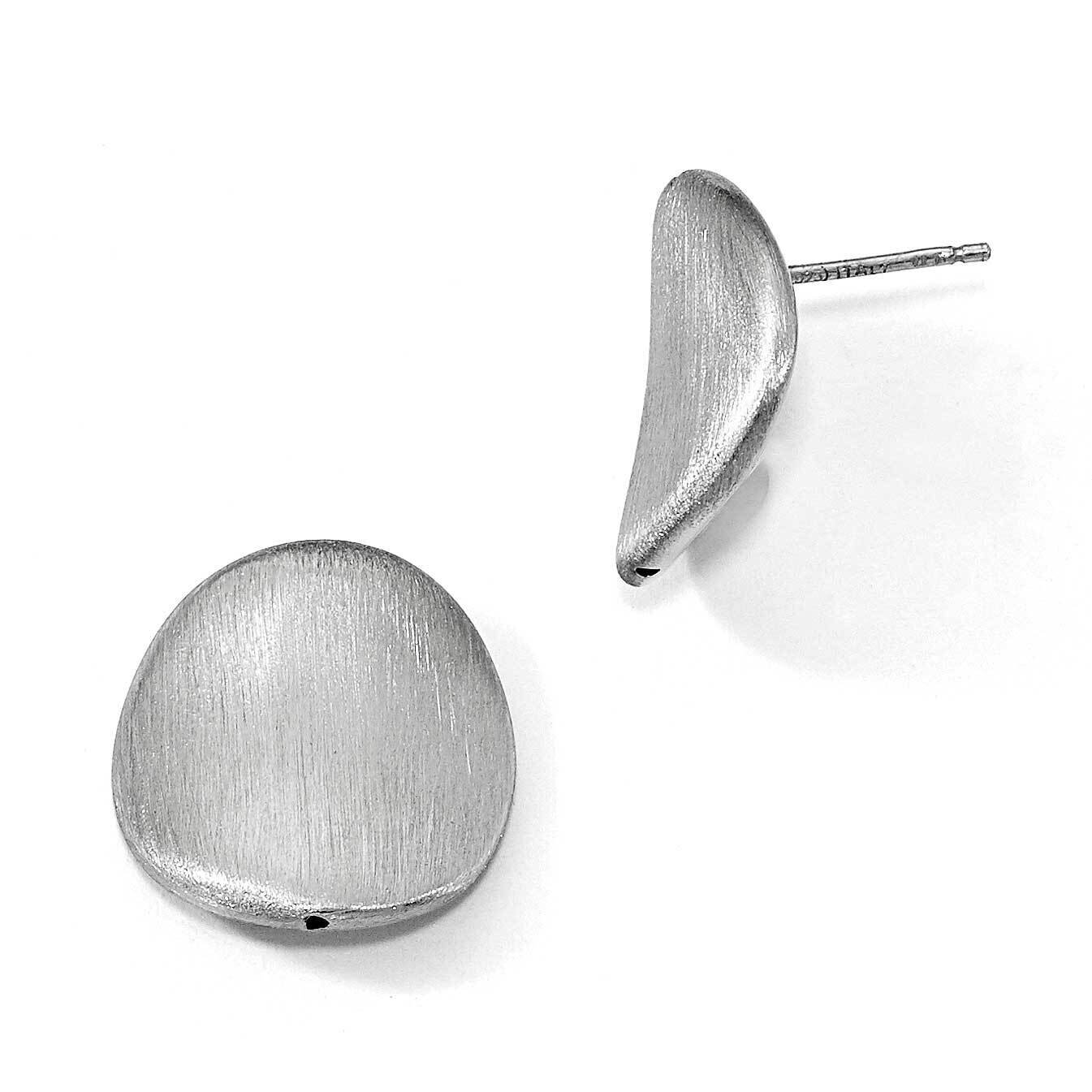 Brushed Curved Button Post Earrings Sterling Silver QLE1132