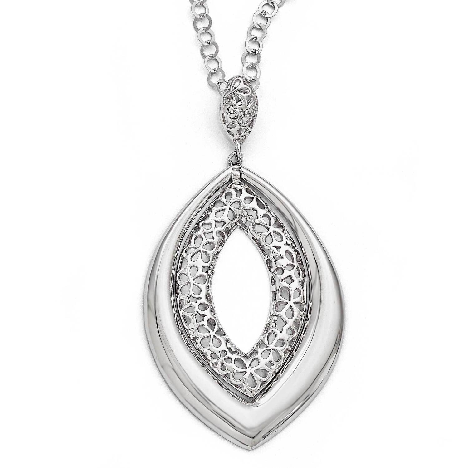 Polished and Textured Necklace Sterling Silver QLF455-18