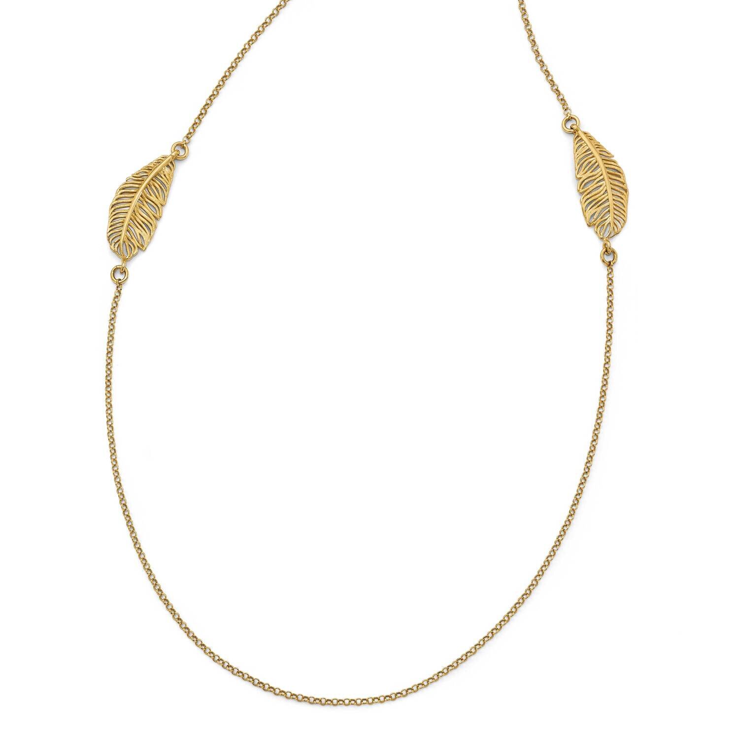Gold-Plated Leaf with 1.5 Inch Extender Necklace Sterling Silver QLF730-36, MPN: QLF730-36, 1969041…