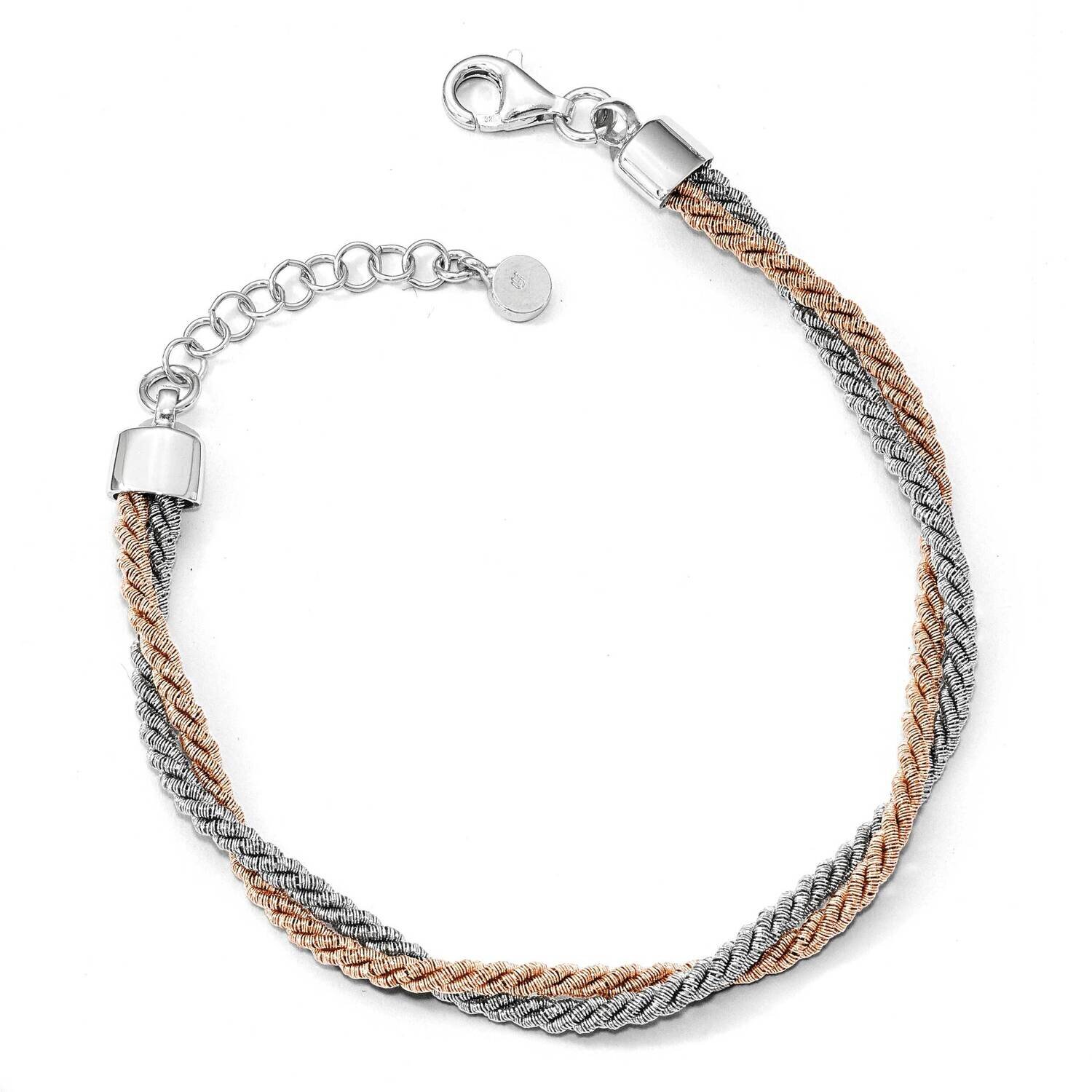 Rose Gold-Tone with 1 Inch Extension Bracelet Sterling Silver QLF762-7, MPN: QLF762-7, 191101207143